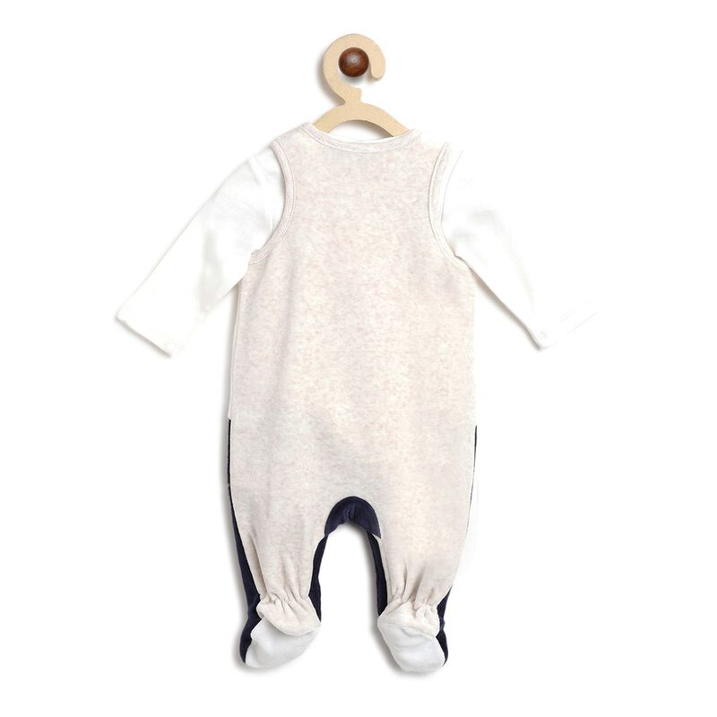Boys Light Natural Velour Bodysuit with Babysuit image number null